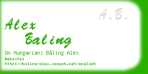 alex baling business card